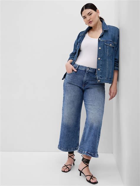 high rise stride wide-leg ankle jeans